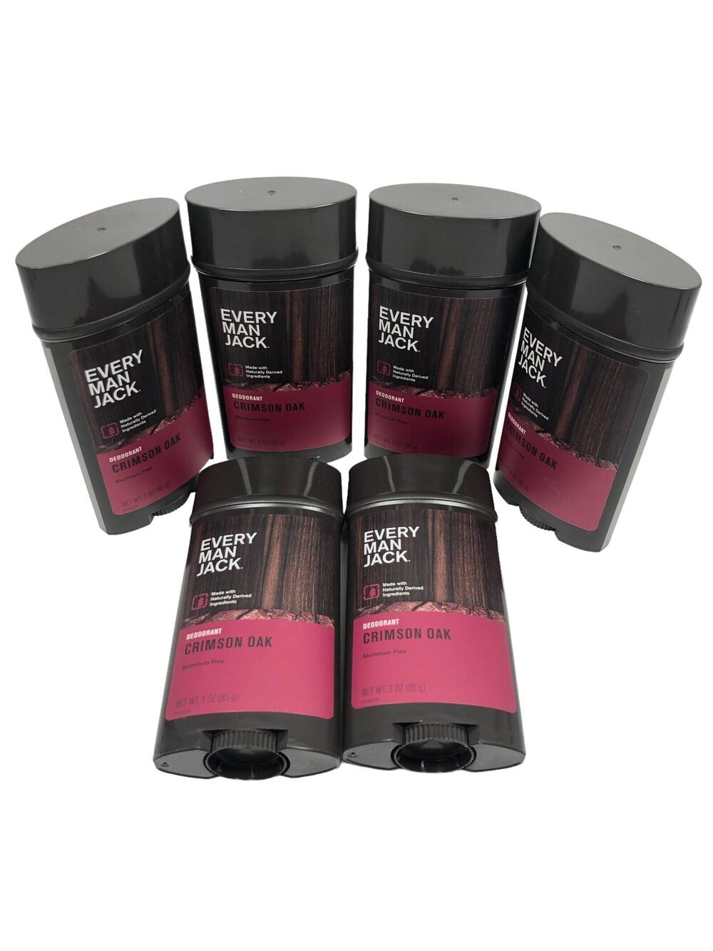 Lot 6 Every Man Jack Natural Aluminum Free Deodorant Men‎ Stick Crimson Oak 3 oz